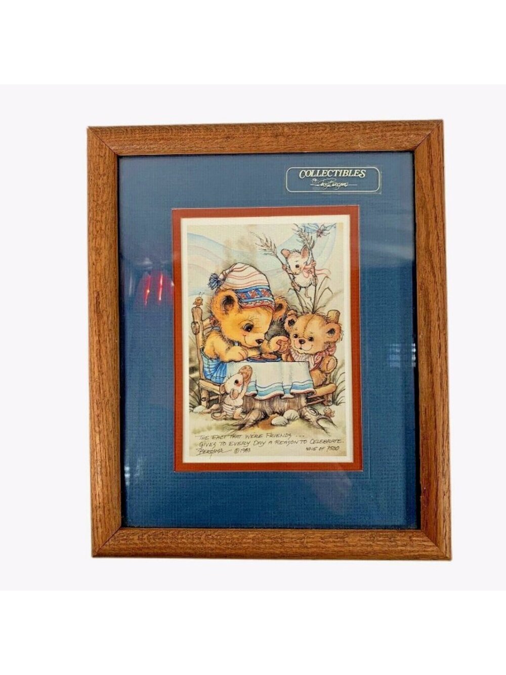 VTG Jody Bergsma Art Print The Fact That Were Friends Framed Matted Numbered